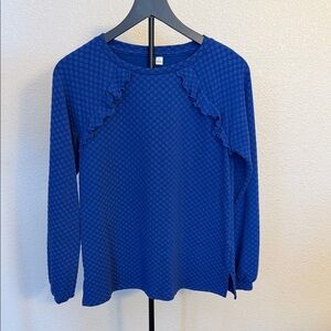 Elle Royal Blue Ruffle Long Sleeve Top